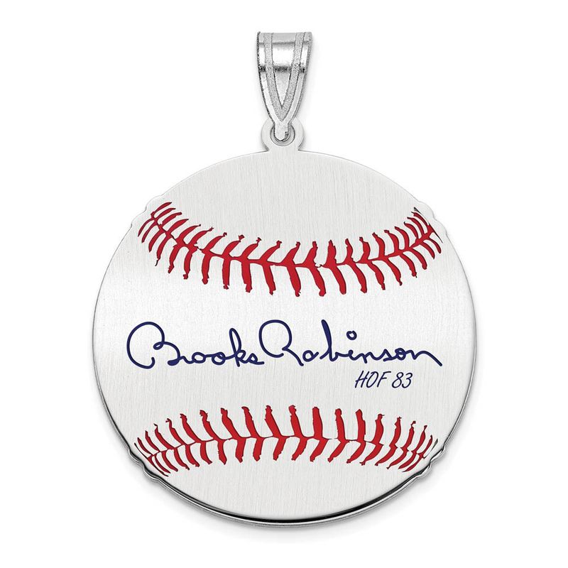 Sterling Silver Brooks Robinson Signature Md Enamel Baseball Pendant
